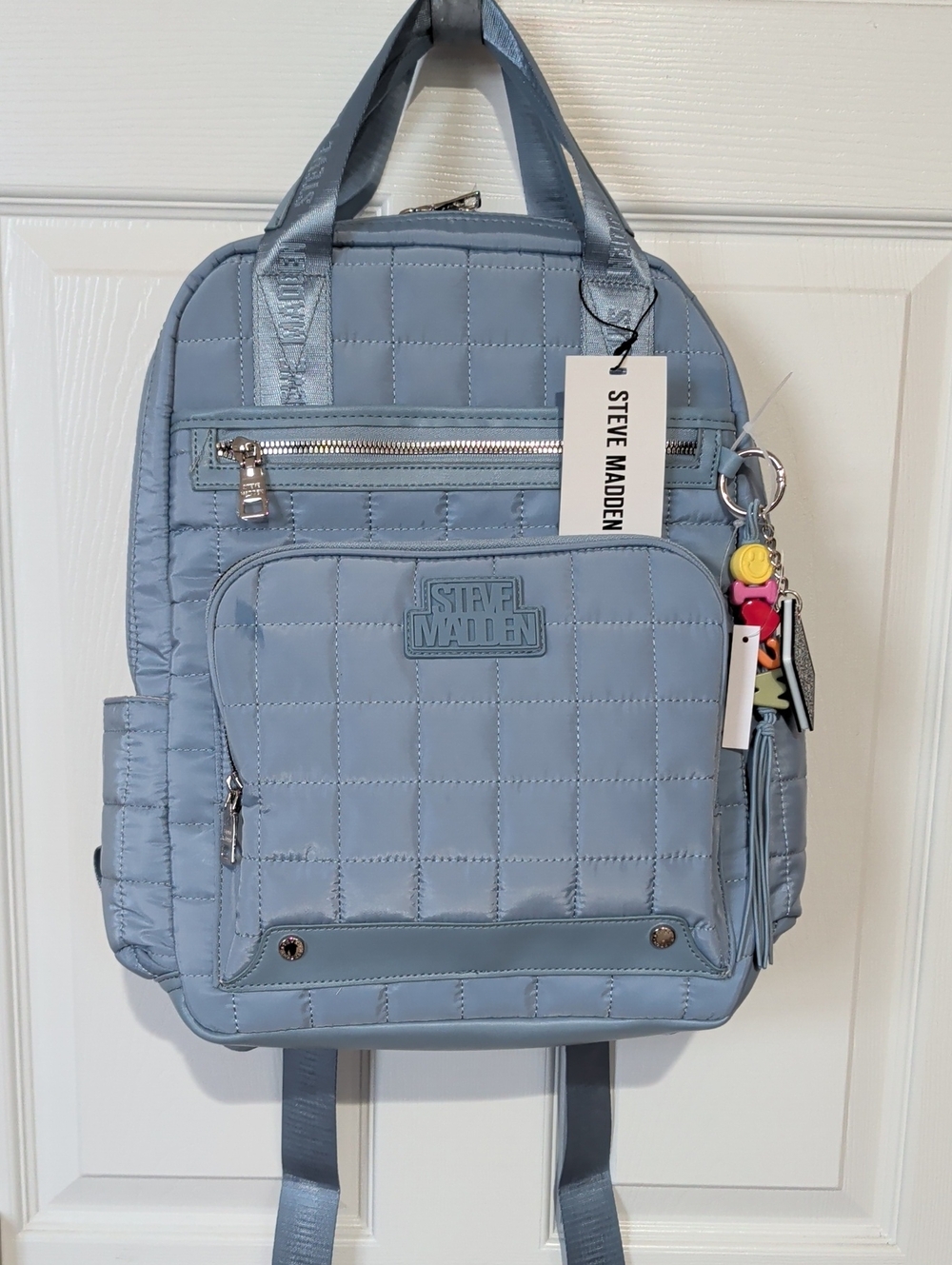 Steve Madden Quilted Powder Blue Backpack